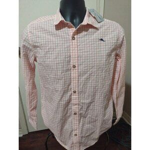 New Tommy Bahama Kids Shirt Boys Pink Button Long Sleeve 2XL 15-16 years Old